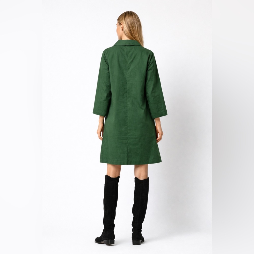 NTW Ann Mashburn Green Cotton & Nylon Blend V-Neck Dress - Picture 2 of 6